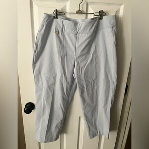 🆕 Tahari BENGALINE LIGHT BLUE/ WHITE Striped Capris Size 1X